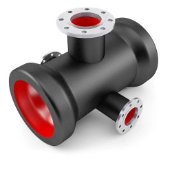 Крест фланец-раструб с пожарной подставкой чугунный 300х250 мм ГОСТ 5525-88 - фото