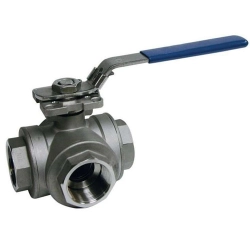 Шаровой муфтовой кран трехходовой с ручным управлением DN 10 мм PN 63 кгс/см2 AISI 304 - фото